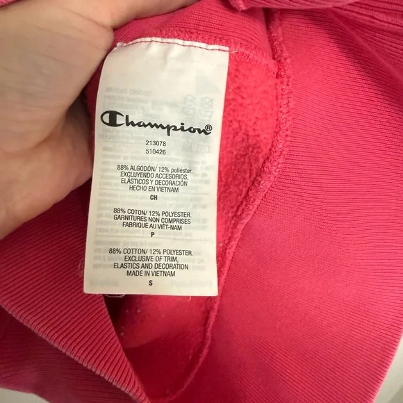 Champion Women's Pink Sweatshirt with Blue Logo in size S - Picture 4 of 9